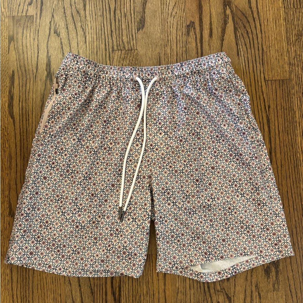 Goodfellow & Co Pink and Navy Patterned Swim Trunks